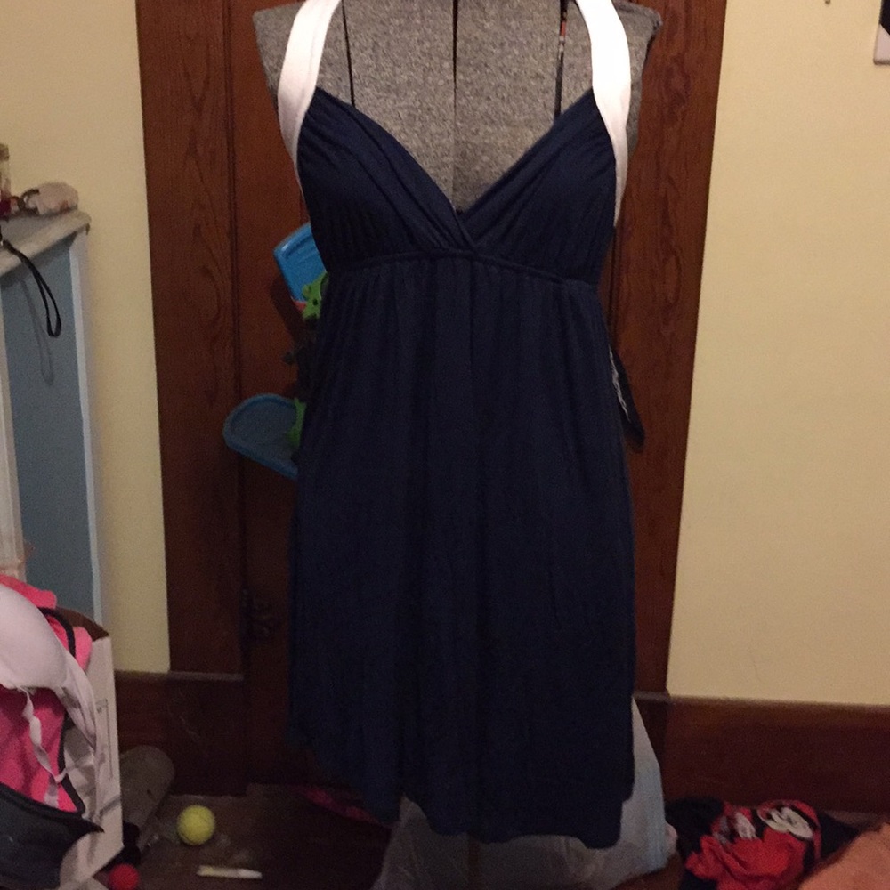 Blue and white dress